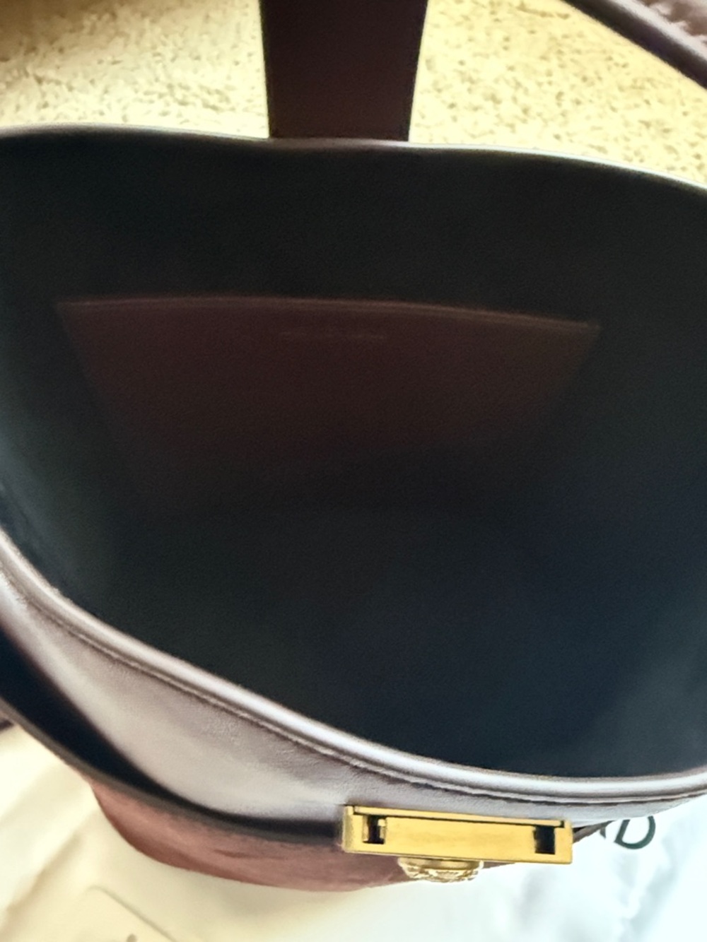 Leather & Suede Bucket Bag in Dark Brown - Classic Women's Handbag - Picture 6 of 8